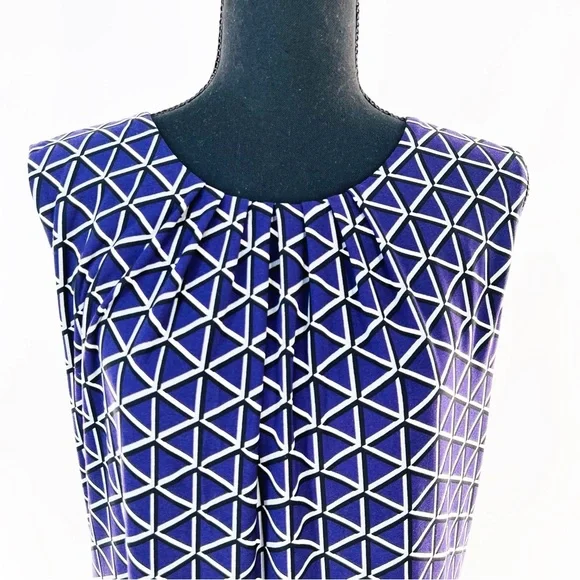Calvin Klein Pleated Neck Diamond Pattern Sleeveless Blouse Purple Size Large - Picture 2 of 12